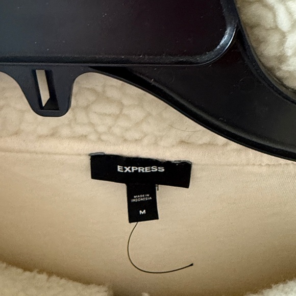 Express Teddy Quarter Zip Cream Sherpa Jacket size medium - Picture 4 of 4